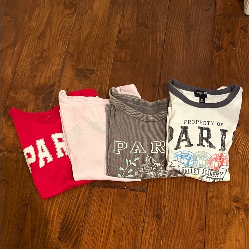 Paris Kids Short Sleeve Tees - Red, Pink, Gray, White